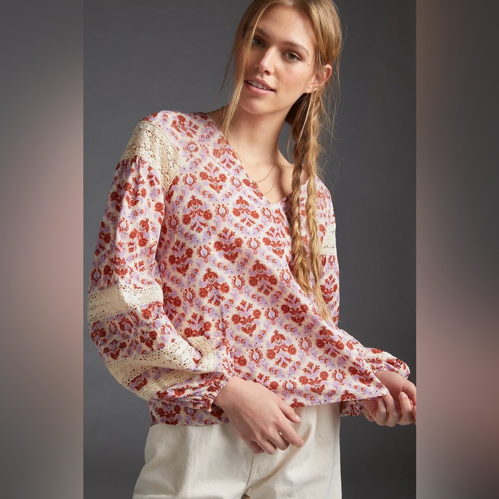 NWT Anthropologie Eze Sur Mer Yvonne Lace Blouse Size 2X